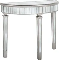 BELIANI Konzolový stolík strieborná sklo MDF lesklý zrkadlový povrch 90 x 35 cm tvar polmesiaca moderný glamour grancúzsky štýl obývačka spálňa