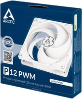 ARCTIC Lüfter P12 PWM PST optimiert für statischen Druck weiß/weiß 120 mm