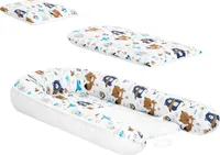 HobbyKids Kokon Babynest Kindernest 100% Baumwolle Set für Neugeborene mit Matratze und Kissen Bär und Fuchs