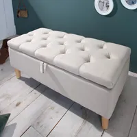Chesterfield Truhenbank CASTLE 100cm beige Sitzbank Landhausstil mit Stauraum