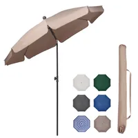 Sekey Sonnenschirme Ø200 cm Balkonschirm Gartenschirm Terrassenschirm mit Schutzhülle Knickbar und Höhe Verstellbar UPF 50+, Taupe