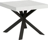 Ausziehbarer Tisch 90 x 90/194 cm. Platte aus weißem Eschenholz – Beine in Anthrazit