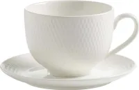 Maxwell & Williams DV0028 Diamonds Round Kaffeetasse 280 ml mit Untertasse, Porzellan, weiß