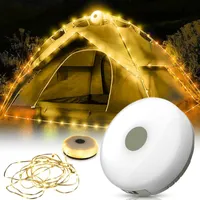 Wasserdichte, tragbare und verstaubare Lichterkette für den Außenbereich - 2 in 1 wiederaufladbare Camping Lichterkette (10m, warmes Licht)