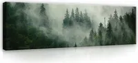 Leinwandbild Wald Natur 145x45 cm XXL Landschaft  Panorama Schlafzimmer Wohnzimmer Canvas Bilder Wandbilder Kunstdruck Wand Bild auf Leinwand Aufhängefertig