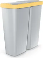 Odpadkový koš DUO šedý, 50 l, žlutá / šedá