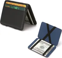 Mini Geldbörse, Mini Portemonnaie, Leder Magic Wallet Münzfach Schlanke Magische Männliche Brieftasche Kredit Bankkartenetui (Schwarz)