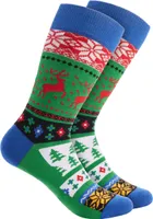 BRUBAKER 1 Paar Weihnachtssocken für Damen und Herren - Lustige Socken Weihnachten, Weihnachtsmuster Rentiere Grün, Größe 41-45