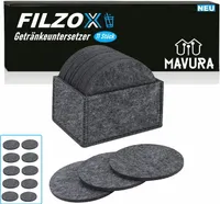 FILZOX plstené podložky sada sklenených podložiek plstené podložky, stolové podložky pod sklenené nápoje okrúhle [11-dielna sada]