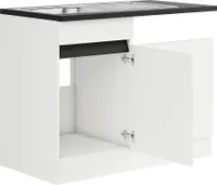 Optifit Spülenschrank inkl Spüle Geschirrspülerblende für teilintegrierten Geschirrspüler Geschirrspülerblende inkl Sockelleiste und Arbeitsplatte Luca932 BxTxH 50 x 60 x 88 cm weiß matt zerlegt Anschlag reversibel KLLU SPT506-0+