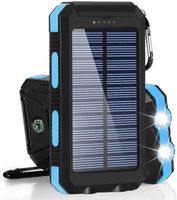 Solar Powerbank 30000mAh Wasserdichtes Solar Ladegerät USB Externer Akku mit 2 Outputs, Power Bank für Smartphones