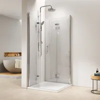 EMKE Duschkabine 90x100x195cm Eckeinstieg Duschkabinen Falttür Duschabtrennung Nano Sicherheitsglas Faltwand