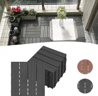 YARDIN terasové dlaždice 11er set 1m² WPC dlaždice vzhled dřeva terasové desky click tile, 30 x 30 cm plastové dlaždice na balkon zahradu, antracitová