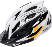 meteor GRUVER Fahrradhelm Herren Damen Kinder-Helm MTB rollerhelm S 52-56 cm schwarz / weiß/ orange