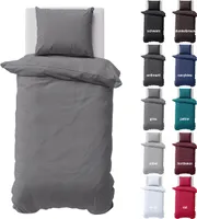 Bettwäsche 135x200 cm Bettbezug 100%Baumwolle Renforce Einfarbig Bettgarnitur Set Grau 2 teilig