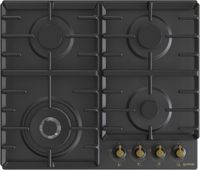 Gorenje GW642CLB, Schwarz, Integriert, 60 cm, Gaskochfeld, Gusseisen, 4 Zone(n)