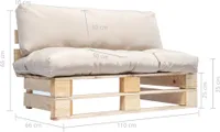 vidaXL Outdoor-Sofa Paletten mit Kissen in Sandfarben Kiefernholz