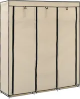 Kleiderschrank mit Fächern und Stangen Creme 150x45x175cm Stoff , Kleiderschränke Design 2024