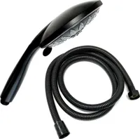 Set Duschkopf Ø15cm  mit flexiblen Duschschlauch 1,5m Schwarz | Duschset Handbrause Brauseschlauch | Schlauch Brausekopf mit 5 einstellbaren Strahlarten
