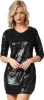 Pailletten-Langarmkleid - schwarz, XL