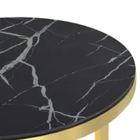 vidaXL Stolik boczny złoty i czarny marmur 45 cm szkło hartowane