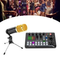 BM800 Kondensatormikrofon mit F998 Live Soundkarte, Podcast Mikrofon Set Audio-Mixer für Live Streaming
