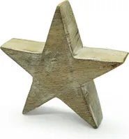 Stern Holzstern Mango 14cm Mangoholz Weiß gewischt Deko Tischdeko Holzdeko