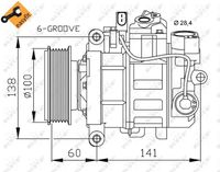 NRF Klimakompressor (32263) für Audi A6 C6 A4 B6 B7 B8 A5 Allroad Q5 Seat Exeo