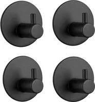 GKA 4 Stück Handtuchhaken schwarz rund Klebehaken Edelstahl Metall Haken Selbstklebend Bad Küche Handtuchhalter Kleiderhaken ohne Bohren