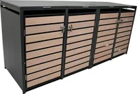 DEGAMO Mülltonnenbox 4er BERLIN 264x80x116cm für Tonnen 120 und 240 Liter, Holzoptik