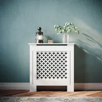 SONNI weiß Heizkörperverkleidung 78 cm Heizkörperabdeckung Kreuzgitter