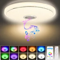 ACXIN 48W LED stropní světlo stmívatelné, RGB stropní světlo s dálkovým ovládáním Bluetooth reproduktoru a APP ovládáním, přehrávání hudby pro ložnici obývací pokoj Ø40CM