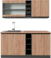 Vicco Singleküche R-Line, 160 cm , AP Eiche, Goldkraft Eiche/Anthrazit