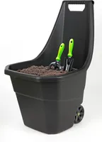 Gartenkarre schwarz Gartentrolley Gartenwagen Transportwagen Schubkarre Kübel