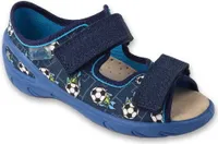 Hausschuhe Sandalen Befado Sunny 063X020 blau Fußball mit Ledersohle