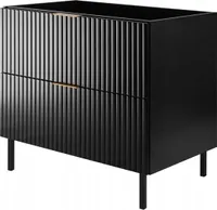 RODAN | Waschbeckenunterschrank - 80cm | Schwarz Matt - B/HT 80/77/46cm | Badmöbel, MDFplatte, Badezimmerschrank, Badezimmermöbel