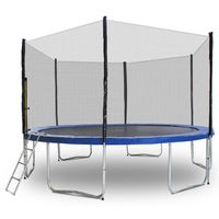 Trampolin-King 400cm Trampolin mit Sicherheitsnetz, Randabdeckung, Leiter, Blau, MS-16530