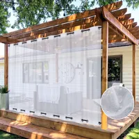 Wasserdicht Outdoor Vorhang,B180cm x H213 Transparent Outdoor Vorhang Wasserdichter Extra Breit Oben und unten mit Ösen Vorhang 1Stück