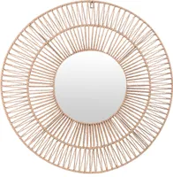 Okrúhle nástenné zrkadlo Raphia Ø 50 cm - prírodné zrkadlo
