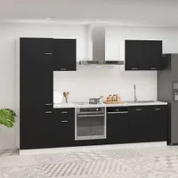 vidaXL 7-częściowa szafka kuchenna czarna płyta wiórowa