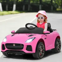 COSTWAY Jaguar 12V elektryczny samochód dla dzieci z bajkami, muzyką, klaksonem i reflektorami, samochód dla dzieci z pilotem 2.4G, samochód elektryczny 3-5 km/h dla dzieci od 3 lat (różowy)