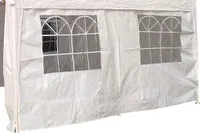 DEGAMO Seitenplane Seitenteil Plane für Partyzelt, Länge 4 Meter, PVC weiß mit Fenstern