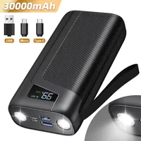 Mulisoft Power Bank 30000 mAh tragbares Ladegerät, PD 20 W USB-C-Ausgang, Schnelllade-Akku mit leistungsstarker Taschenlampe für iPhone Huawei Samsung