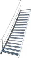 Stahltreppe 17 Stufen-Breite 100cm Variable-Höhe 282-350cm mit einseit. Geländer