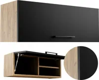 SKXMobel Hängeschrank, Horizontaler Badschrank Hängeschrank 80x30x30cm, Badezimmerschrank hängend, Badezimmer-Wandschrank in Gold Craft mit Schwarz