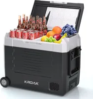 KROAK 55 Liter Kühlbox 12V 24V Tragbarer Mini-Kühlschrank Elektrische Gefrierbox Klein Gefrierschrank für Auto Camping mit Rädern und Griff