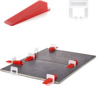 BigDean Fliesen Nivelliersystem - Frei wählbar - Riesen Auswahl - Laschen Keile : 200 Zuglaschen + 100 Keile : 2mm