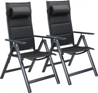CASARIA® Gartenstühle 2er Set Klappbar Gepolstert Alu 8- Fach Verstellbar 120 kg Belastbarkeit Wetterfest Outdoor Balkon Camping Hochlehner Klappstuhl