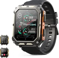 DTC GmbH Robuste Fitness Armbanduhr,Militär mit Telefonfunktion Smartwatch Smartwatch 1,83 Zoll,IP68 wasserdicht,mit Schlafmonitor/blutdruckmessung Orange