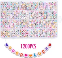 Buchstabperlen Armband Machen Set, 1200 Stück  6x6 mm Acryl Runde Alphabetperlen，Armbänder Selber Machen